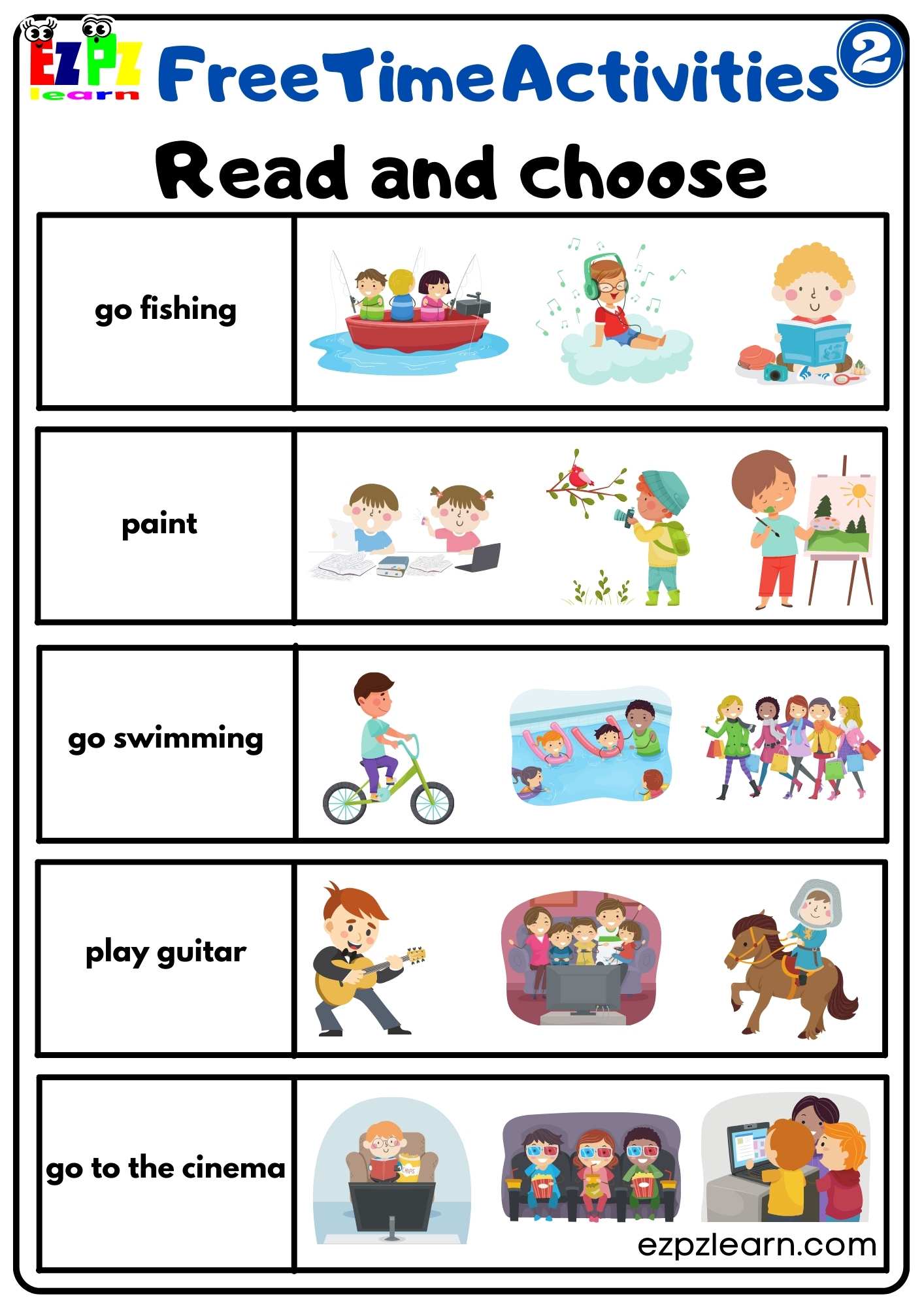 Read and Choose Activity for Children and ESL Students PDF Download Free Time Activities G2